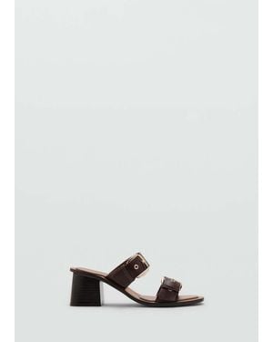 Mango Leather Heeled Sandals With Buckles - Brown