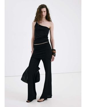 Mango Combined Knit Trousers - White