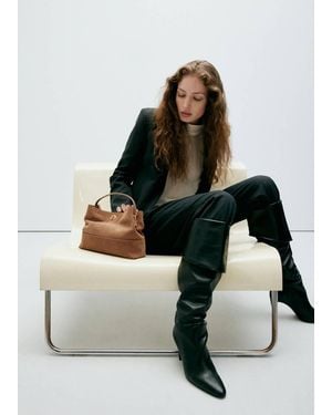 Mango Leather Bucket Bag - Brown