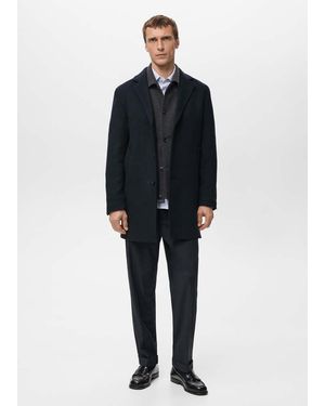 Mango Lightweight Recycled Wool Coat - Blue