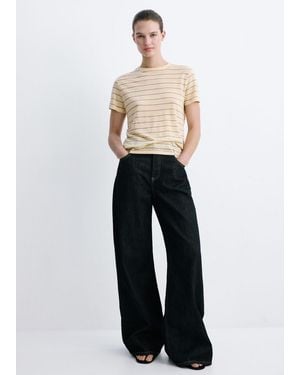 Mango Short-Sleeved Linen T-Shirt - White