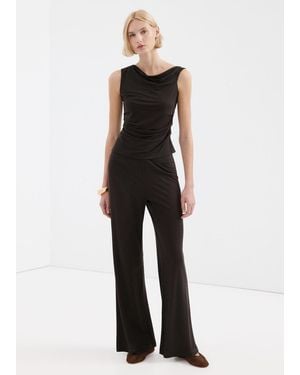 Mango Asymmetrical Top With Draped Neckline - Brown