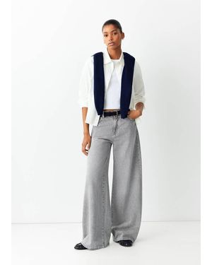 MANGO TEEN High-Waisted Wide-Leg Jeans - Grey