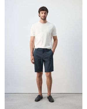 Mango Slim-Fit Chino Cotton Bermuda Shorts - White