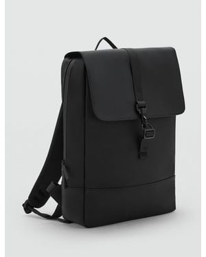 Mango Rubberized Backpack With Flap Closure - Black