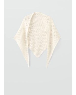 Mango Openwork Knit Shawl - Natural