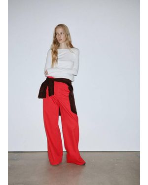 Mango Low-Rise Wideleg Jeans - Red