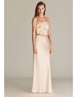 Mango Satin Maxi-Skirt - Natural
