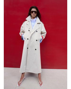Mango Funnel Neck Buckle Trench - Red