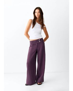 MANGO TEEN Low Waist Textured Trousers - Purple
