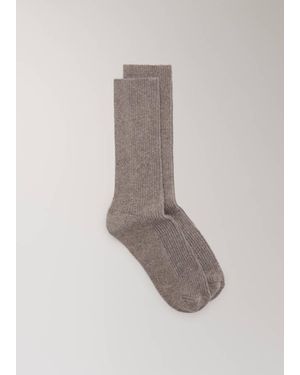 Mango Chaussettes Côtelées Marron - Noir