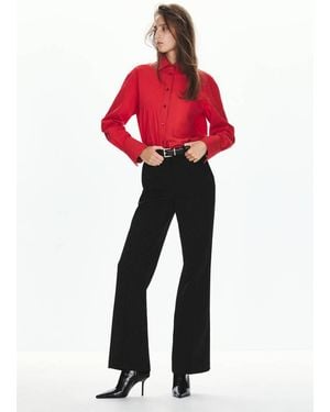 Mango Pantalon Droit Taille Basse Noir - Rouge