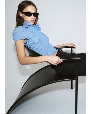 Mango Kariertes Cropped-Hemd - Blau