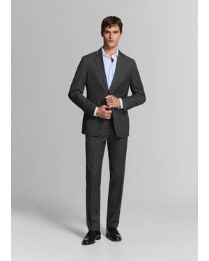 Mango Slim Fit 100% Cotton Striped Formal Shirt - Gray
