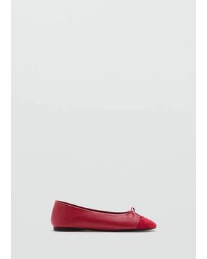 Mango Ballerine Pelle Contrasto Rosso