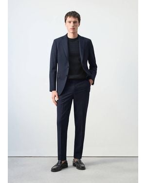 Mango Turin 100% Wool Suit Trousers - Blue