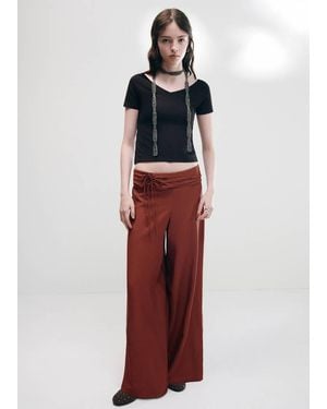 MANGO TEEN Straight Trousers With Tie Details - Red