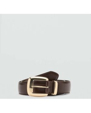 Mango Square Buckle Belt - Brown