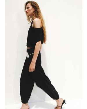 Mango Mid-Rise Harem Trousers - Black