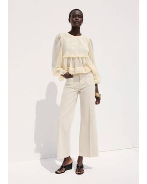Mango Wide Leg Jeans With Pockets - White