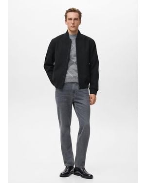 Mango Bomber Jacket With Zip - Black