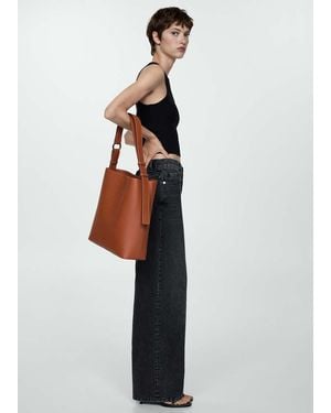 Mango Short Handle Shopper Bag Leather - White