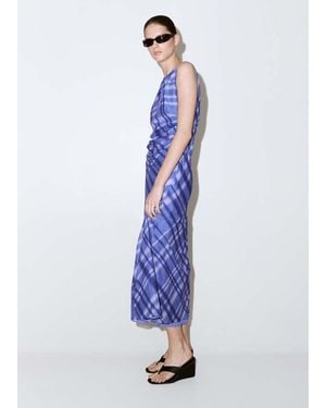 Mango 100% Cotton Print Dress - Blue