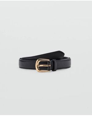 Mango Leather-Effect Belt With Metal Buckle - Black