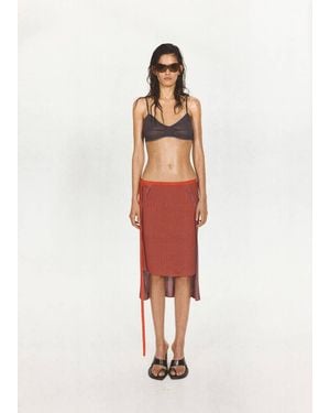 Mango Ribbed Layered Skirt - White
