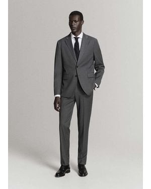 Mango 100% Cotton Slim-Fit Suit Shirt - Gray