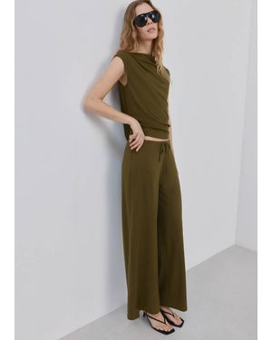 Mango T-Shirt With Gathered Asymmetrical Neck - Green