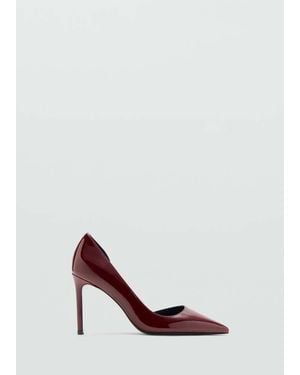 Mango Asymmetrical Patent Leather Court Shoes - White