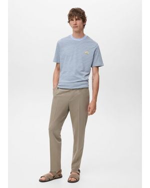 Mango Gestreiftes Regular-Fithemd Aus 100 Baumwolle - Blau