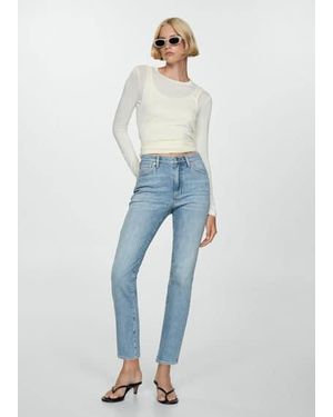 Mango Slim Cropped Denim Jeans - Blue