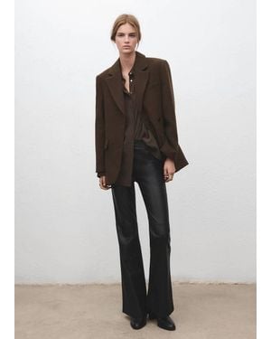 Mango Faux-Leather Flared Trousers - Black