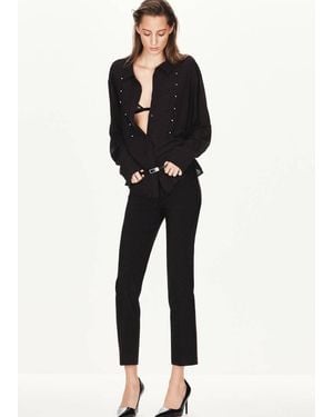Mango Straight Blouse With Decorative Frog Fastenings - Black
