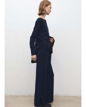 Mango Straight Knitted Trousers - Blue