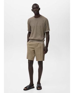 Mango 100% Linen Bermuda Shorts - Natural