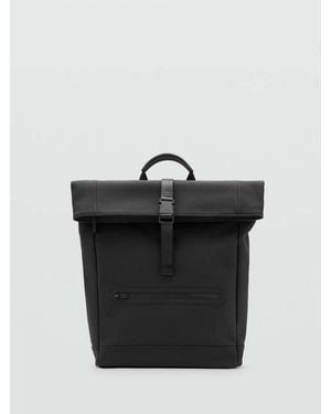 Mango Rubberized Backpack With Flap Closure - Black