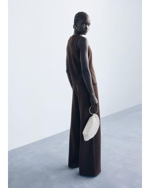 Mango Straight-Fit Trousers With Elastic Waist - Blue