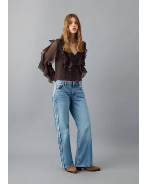 MANGO TEEN Fluid Ruffled Blouse - Blue