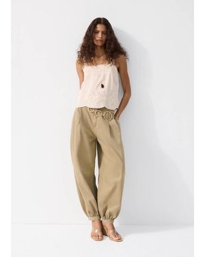 Mango Cotton Top With Embroidered Details - Natural