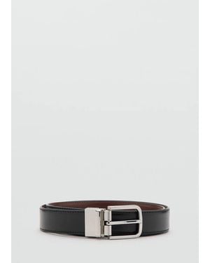 Mango Reversible Suit Leather Belt - Grey