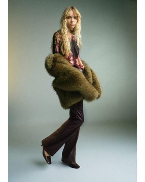 Mango Blouse Tie-Dye Col Montant Bordeaux - Vert