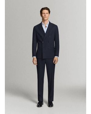 Mango Monaco Slim-Fit Suit Pants - Blue