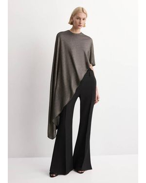 Mango Asymmetric Lúrex Cape - White