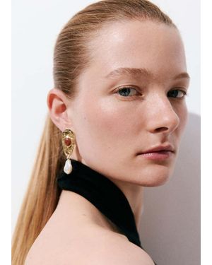 Mango Combined Hanging Bead Earrings - White