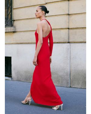 Mango Asymmetrical Open-Back Dress - Red