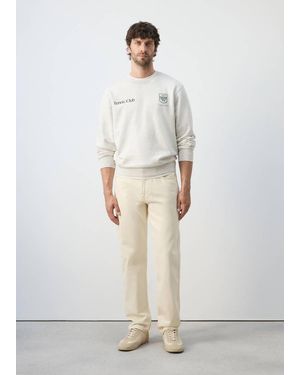 Mango 100% Cotton Polo Sweatshirt - White