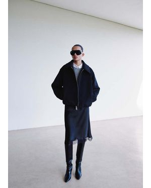 Mango Wool Jacket With Shirt Collar - Blue